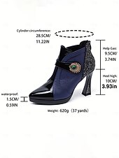 levne Noční párty-Dámské třpytivé kotníkové boty na vysokém podpatku, lakované kožené společenské boty s retro broží pro noční život