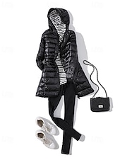 abordables Doudounes-Femmes Doudoune Manteau Chaud Confortable Fermeture éclair Avec Poches Mode Uni Fête Sortir Décontracté Quotidien Week-end Fermeture éclair Long À capuche Coupe régulière manche longue Vêtements