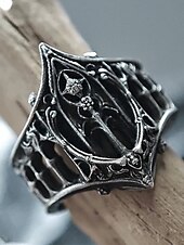 ieftine Accesorii de Halloween-Inel gotic din argint pentru femei – design complex inspirat de catedrală, perfect pentru Halloween, petreceri în costume și pasionații de fantezie
