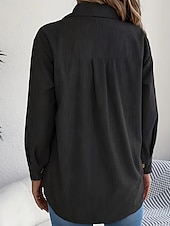 economico Top Semplici da Donna-Per donna Camicia Blusa con texture Blusa Semplice Moderno Casual Manica Lunga Colletto a Camicia Top Regolari Quotidiano Uscire Tasca Bottoni Nero Vino Cachi Autunno