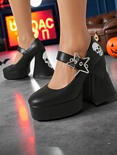 Γυναικεία μαύρα τακούνια πλατφόρμας Mary Jane με τύπωμα νεκροκεφαλής και αγκράφα με αστέρι – γοτθικά παπούτσια για το Halloween για πανκ μόδα, cosplay και θεματικές εκδηλώσεις Χαμηλού Κόστους Για γυναίκες-Γυναικεία μαύρα τακούνια πλατφόρμας Mary Jane με τύπωμα νεκροκεφαλής και αγκράφα με αστέρι – γοτθικά παπούτσια για το Halloween για πανκ μόδα, cosplay και θεματικές εκδηλώσεις
