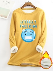 economico Umor e Citazioni Tops-Felpa da donna felpa foderata in pile pigiama caldo grafica con lettere calda casual morbida maniche lunghe collo rotondo top regolari street casual nera gialla rosa rosa scuro blu primavera autunno