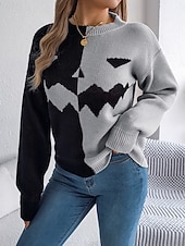 economico Blusa e Camicie di Halloween-Maglione da donna Halloween con zucca casual morbido grafica colletto a coste maniche lunghe top regolari lavorato a maglia arancione khaki autunno inverno pre-autunno