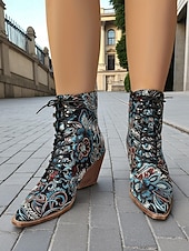  Bottines à lacets en jacquard vintage édouardien pour femmes - bottines à talons compensés à fleurs baroques pour fêtes rétro, mode d'automne des années 1900-1910 et costumes à thème