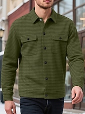Per uomo Giacca a nido d'ape Giacca Camicia Giacca Casual Vacanza Quotidiano Traspirante Jacquard Tasca Primavera Autunno Semplice Moda Classico Bavero Regolare Nero Bianco Cachi Verde militare economico Giubbotti Casual-Per uomo Giacca a nido d'ape Giacca Camicia Giacca Casual Vacanza Quotidiano Traspirante Jacquard Tasca Primavera Autunno Semplice Moda Classico Bavero Regolare Nero Bianco Cachi Verde militare