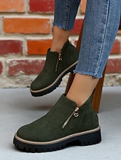 abordables Bottines-Bottines grises en similicuir pour femme – fermeture zippée latérale, semelle crantée antidérapante, style streetwear automne-hiver élégant