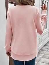 billige Enkle hettegensere-Dame Pullover عادي Elegant Fritid Langermet Crew-hals Vanlige topper Ferie Svart Hvit Rosa Mørk Rosa Lilla Vår Høst Vinter