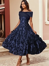 baratos Vestidos de Cocktail-Vestidos de Coquetel A-Line Rosa Vestido Elegante Formal Casamento Comprimento do Chá Sem Mangas Gola de Camisa Cetim com Plissado Ruched Aplique Bordado