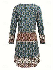 ieftine Rochie boho-Pentru femei Rochie Mini Rochie casual Rochie de Vară Rochie A line Boemia Epocă Stilat Plajă Fit regulat Grafic Geometric Abstract Manșon Lung În V Trifoi Vară Primăvară Toamnă