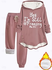 abordables Survêtements pour femmes-Femmes Quotidien Sweat à capuche manche longue À capuche Graphique Lettre Cordon de serrage Imprimé Occasionnel Quotidien Rose Claire Bleu Gris Automne Coupe Ample