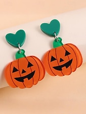 billige Halloween-tilbehør-Halloween-øredobber til dame – øredobber i akryl med gresskar, spøkelse, flaggermus og edderkopp til fest, cosplay og festlige kostymesmykker.