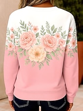 preiswerte Blumen-Hoodies-Damen Pullover Sweatshirt Sweatshirts mit Reißverschluss Reißverschluss Druck Blumen Grafik Mode Lässig Langarm Rundhalsausschnitt Normale Oberteile Straße Alltagskleidung Blau Rosa Purpur Grün