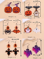 billige Halloween-tilbehør-Halloween-øredobber til dame – øredobber i akryl med gresskar, spøkelse, flaggermus og edderkopp til fest, cosplay og festlige kostymesmykker.