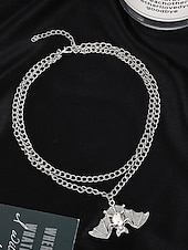 abordables Accessoires d&#039;Halloween-Collier pendentif chauve-souris gothique pour femme - ras de cou vintage en argent pour fêtes costumées, cosplay et mode sorcière