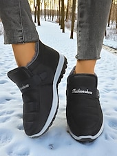 economico Stivali di neve e inverno-scarpe da ginnastica invernali da donna in caldo pile foderato color bordeaux – racchette da neve impermeabili e antiscivolo per passeggiate all&#039;aperto e clima freddo