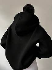 ieftine Topuri simple-Pentru femei Hanorac cu glugă pulover Simplu Șic Stradă Casual Manșon Lung Capișon Topuri obișnuite Stradă Concediu Negru Alb Maro Trifoi Bej Toamnă Iarnă