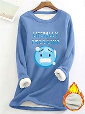 economico Umor e Citazioni Tops-Felpa da donna felpa foderata in pile pigiama caldo grafica con lettere calda casual morbida maniche lunghe collo rotondo top regolari street casual nera gialla rosa rosa scuro blu primavera autunno