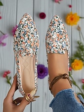 abordables Chaussures sans lacet et mocassins femme-Chaussures plates rouges à bout pointu pour femmes – mocassins élégants à enfiler pour Noël, les fêtes et les tenues décontractées du quotidien