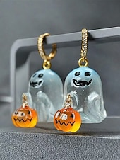economico Accessori di Halloween-orecchini da donna a forma di fantasma e zucca di Halloween: graziosi gioielli pendenti con dettagli in cristallo per feste in maschera, cosplay e abiti festivi
