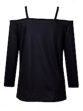 tanie koszulka sztuka i design-Damska bluzka grafika róży vintage stylowa nowoczesna długi rękaw dekolt w kształcie litery V z odkrytymi ramionami regularne bluzki codzienny ubiór wyjściowy patchworkowy nadruk czarny lato wiosna