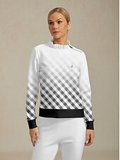 billiga Kvinnors golfkläder-Dam Pullover-tröja Grå Långärmad Överdelar Golfkläder för damer Kläder Outfits Bär kläder