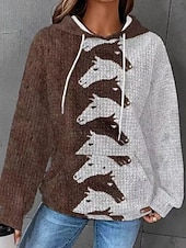 economico Negozio Grafico Felpe &amp; Cappucci-Per donna Felpa con cappuccio Floreale Streetwear Casual Manica Lunga Con Cappuccio Top Regolari Streetwear Ferie Uscire Tasca Stampato Nero Giallo Verde scuro Marrone Autunno Inverno