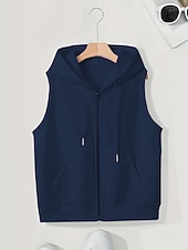 baratos Tops Simples-Mulheres Moletom Moletom com zíper Papai Noel Tecido Clássico Casual Sem Manga Com Capuz Tops regulares Casa Dia a Dia Feriado Bolso frontal Preto Branco Roxo Azul Escuro Inverno