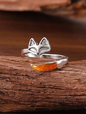 economico Anelli da donna-anello in lega regolabile da donna con design a forma di volpe – grazioso anello aperto a forma di animale con accenti color ambra per ragazze e donne, ideale per l&#039;uso quotidiano, regali e abiti casual