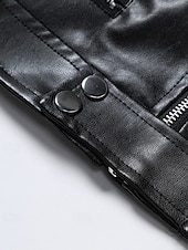 abordables Veste en simili-cuir-Homme Veste en Similicuir Veste moto Blouson de Moto Vacances Quotidien Coupe-vent Chaud Avec Poches Automne Hiver Uni Mode Classique Col montant Régulier Noir Veste
