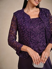  Damskie Elegancja Impreza Elegancki Ślub Kwiaty Półgolf Regularny Odzież wierzchnia Oberżyna Jesień Zima