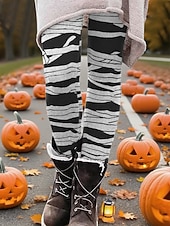 economico Pantaloni di Halloween-Per donna Pantaloni Leggings Leggings comodi Streetwear Casual Lunghezza intera Vita Alta A righe Elastico in vita Stampato Traspirabilità Confortevole Elasticizzato Vacanza Streetwear Abbigliamento