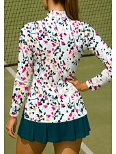 Χαμηλού Κόστους Γυναικείο πουκάμισο-Γυναικεία Άνθινο Σποτ Ομίχλης Πουκάμισο Αθλητικό πουκάμισο Φανέλα POLO Πουκάμισο τένις Μακρυμάνικο Φερμουάρ Λουλουδάτο UPF50+ Ανθεκτικό στην υπεριώδη ακτινοβολία Υψηλή Ελαστικότητα Ύγρανση Αναπνέει