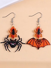 billige Halloween-tilbehør-Halloween-øredobber til dame – øredobber i akryl med gresskar, spøkelse, flaggermus og edderkopp til fest, cosplay og festlige kostymesmykker.