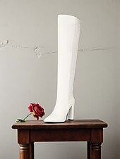 baratos Botas da moda-Botas femininas acima do joelho com design desleixado e saltos altos, estilo casual urbano para o dia a dia, perfeitas para roupas urbanas femininas e roupas descontraídas