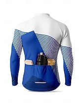 abordables Maillots pour hommes-Homme Hauts Maillot de cyclisme Graphique Géométrique manche longue Cyclisme Maillot Top avec 3 poches arrière Soleil Protection solaire Écran solaire Séchage Rapide Des sports Bleu Rouge Orange