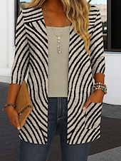 cheap Stripe&amp;Geometric Tops-Women&#039;s Shrugs Graphic Geometric Abstract Vintage Tropical Stylish Long Sleeve Crew Neck Regular Tops Daily Print Yellow Light Green Red Blue Brown Summer Spring Fall