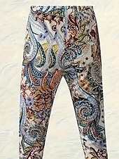 billiga -Dam Byxor Damasker Streetwear Ledigt Fullängd Hög midja Blommig Elastisk midja Mönster Mateial som andas Bekväm Elastisk Semester Gata Dagliga kläder Blå Sommar Vår Höst Normal