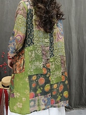 economico Camicie-Per donna Camicie di cotone e lino Floreale Grafico Bohemien Elegante Essenziale Manica 3/4 Scollo a V Top Regolari Quotidiano Stampato Rosso Verde Estate Primavera
