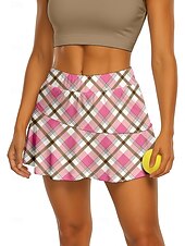 abordables Faldas y Skorts para Mujeres-Mujer Graphic Cuadros A Cuadros Falda de tenis Retazos Bolsillo 2 en 1 UPF50+ Resistente a los rayos UV Con bolsillos Voleibol Tenis Bádminton Bermudas Vestidos Rosa Ropa de tenis