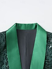 economico Blazer Classici da Uomo-Per uomo Blazer Affari Cocktail party Ricevimento di matrimonio Moda Casual Primavera Autunno Poliestere Semplice Tasca Bottoni Confortevole Monopetto Giacca Verde scuro