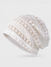 abordables Chapeaux pour femmes-Bonnet ample en tricot de dentelle pour femme – bonnet en polyester léger et respirant pour le printemps, l&#039;automne, les promenades en plein air et les tenues décontractées quotidiennes