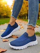 levne Dámské tenisky-Dámské růžové flyknit nazouvací tenisky s bílou podrážkou – ležérní lehká vycházková obuv na fitness, cestování i každodenní nošení