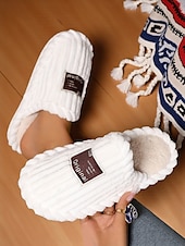 billiga Inneskor och flip-flops till damer-Rosa plyschtofflor för dam med bred vidd – mysiga inomhustofflor med vadderad sula för hemmet, studentboendet och avslappnad avkoppling