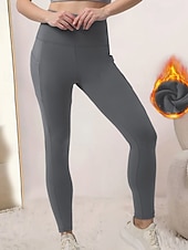 halpa Fleece-vuoratut legginsit-Naisten fleecevuoratut leggingsit Housut Leggingsit Katutyyli Vapaa-aika Täyspitkä Luonnollinen Tavallinen Joustava vyötärö Pehmeä Loma Päivittäin Bile purppura Tumma harmaa Musta Tumma