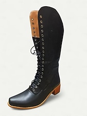 levne Cowboy &amp; Western Boots-vintage červené šněrovací westernové kovbojské boty - dámské kožené boty po kolena pro country a western akce