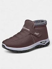economico Stivali di neve e inverno-scarpe da ginnastica invernali da donna in caldo pile foderato color bordeaux – racchette da neve impermeabili e antiscivolo per passeggiate all&#039;aperto e clima freddo