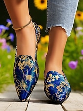 abordables Chaussures sans lacet et mocassins femme-Chaussures plates rouges à bout pointu pour femmes – mocassins élégants à enfiler pour Noël, les fêtes et les tenues décontractées du quotidien