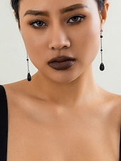 abordables Accessoires d&#039;Halloween-Parure de bijoux gothiques pour femme, style Halloween : collier et boucles d&#039;oreilles en cristal noir, idéale pour les fêtes, le cosplay et la vie nocturne.