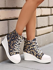 preiswerte Damen-Sneaker-Damen-Wedge-Sneaker aus blauem Denim mit Schmetterlings-Print – lässige Schnürstiefel mit verstecktem Absatz für Reisen, Streetwear und Alltagsoutfits