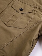 halpa Cargo-takit-Miesten Utility takki Cargo takki Loma Päivittäin Pidä lämpimänä Tasku Syksy Talvi Tavallinen Muoti Klassinen Kauluskäänne Normaali Musta Khaki Armeijan vihreä Jackets